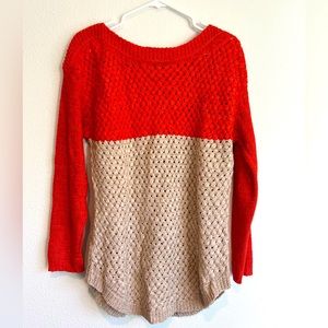 Loose knit two-tone sweater